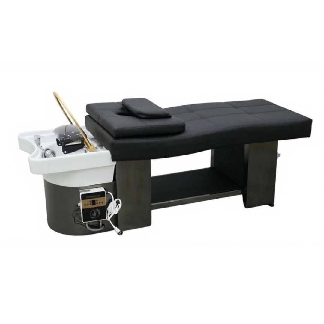 BUSINESS IN A BOX: Black Plumbed White Basin Japanese Head Spa Full Bed Unit Package