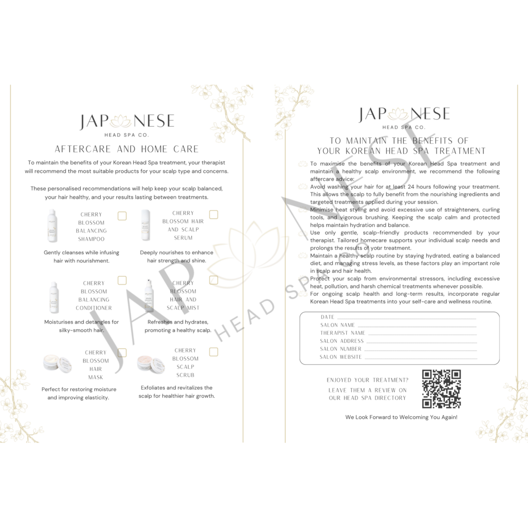 korean head spa after care Korean Head Spa Aftercare Leaflet