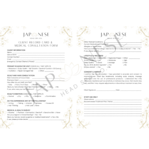 korean head spa client record Korean Head Spa Client Consultation Form