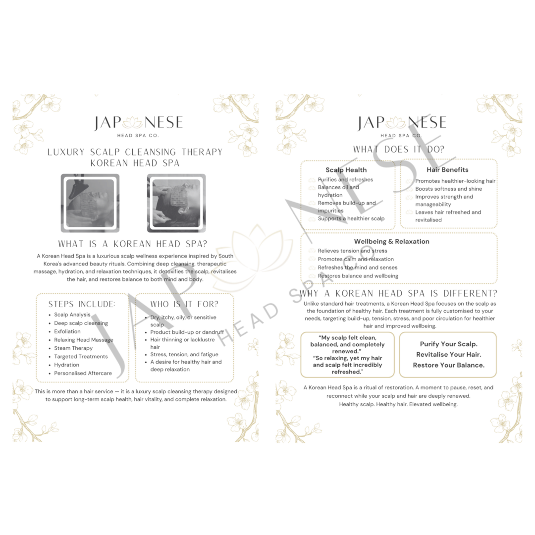 korean head spa information leaflet Korean Head Spa Information Leaflet