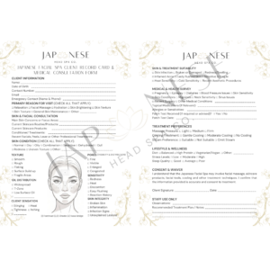japanese facial spa client consultation leaflet
